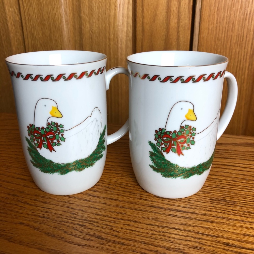 Vintage Otagiri "Christmas Goose" Coffee Cup - Set of Two